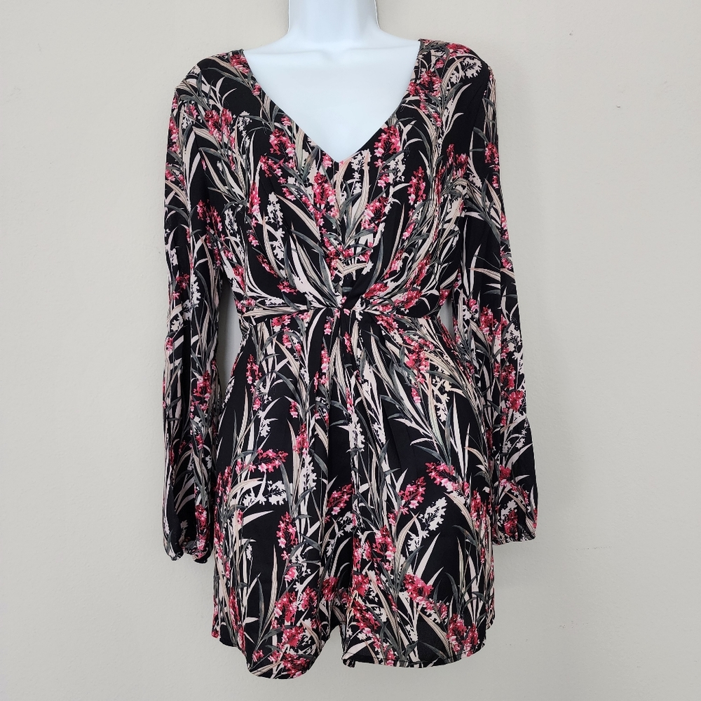 Long Sleeve Floral Romper - Size M